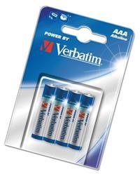 Verbatim AAA (LR03) Alkaline Batterier, 4 pakning
