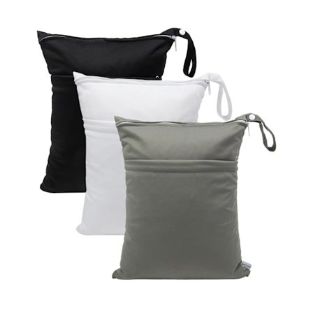 Våde og tørre poser, vandtæt genanvendelig rejsetaske til badetøj, stofbleer, strand, pool, træningstasker og vådt tøj med 2 lommer - 3-pak