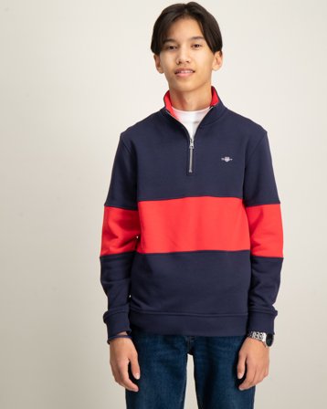 GANT COLOR BLOCKED SHIELD HALF ZIP Blå Genser Gutt - Kids Brand Store