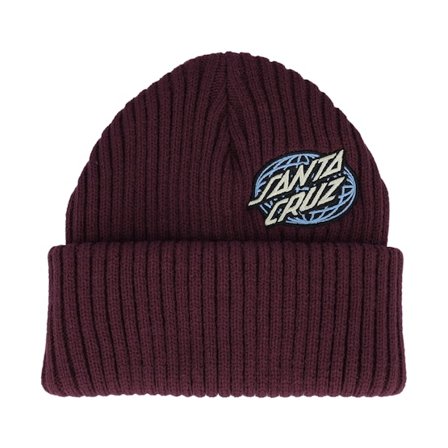 Santa Cruz - Röd cuff Beanie - Global Oval Dot Beanie Dark Cherry Cuff @ Hatstore