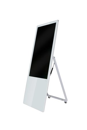 ALLNET Standdisplay 43 Zoll Aufsteller mit Laufrollen, 700 Nits, HDMI, Farbe weiß