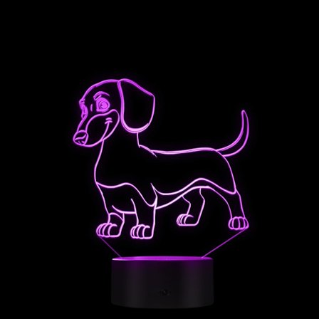 Dachshund LED Nattlampa 3D Dekorativ Belysning Färgväxlande Akryllampa Present till Hundälskare