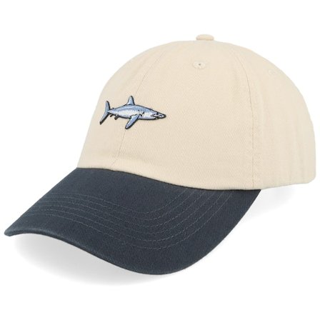 Skillfish - Beige unconstructed Cappellino - Tiny Mako Shark Stone Washed Stone/Navy Dad Cap @ Hatstore