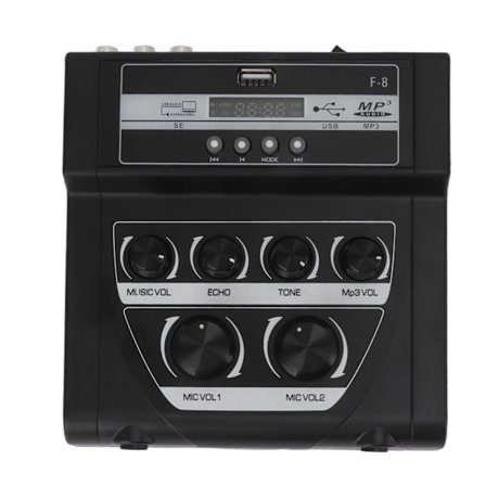 F8 Sekoituspöytä Ulkokäyttöön Karaoke Mikrofoni Bluetooth-Tallennuksella Musta Koti Sekoituspöytä 100‐240V UK-Pistoke