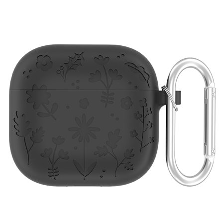 Silikoninen suojakotelo Apple AirPods 4:lle, jossa lukittava karbiini