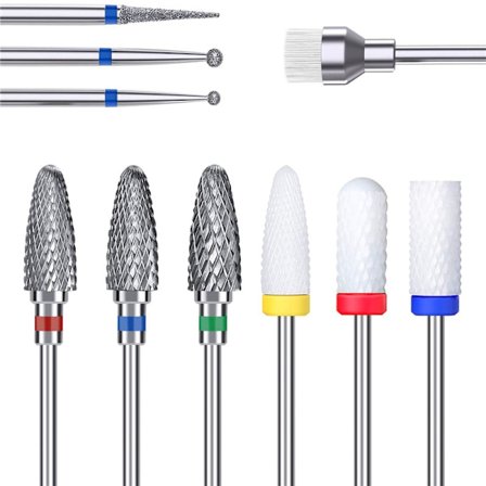 10 st keramiska set professionella borttagning av gel akryl nagelband diamant karbid nagelborr bits verktyg för manikyr pedikyr hemmabruk-WELLNGS