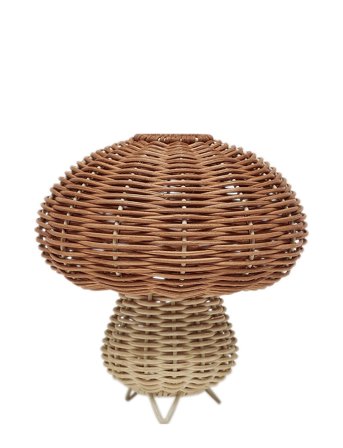 OYOY MINI Mushroom Rattan Night Light - Beige - 15X15CM