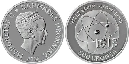 Danmark 2013 - Niels Bohr - 500 kr. sølvmønt