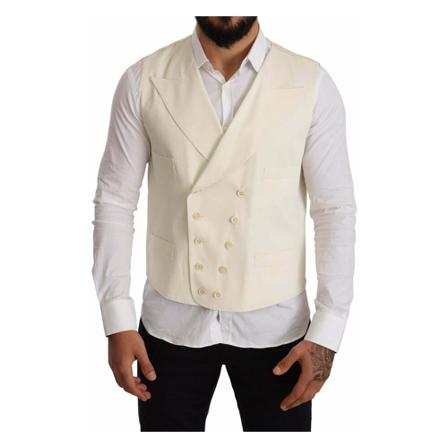 Dolce & Gabbana Wool Double Breasted WaistJas , Wit , Heren , Maat: L Kostuums