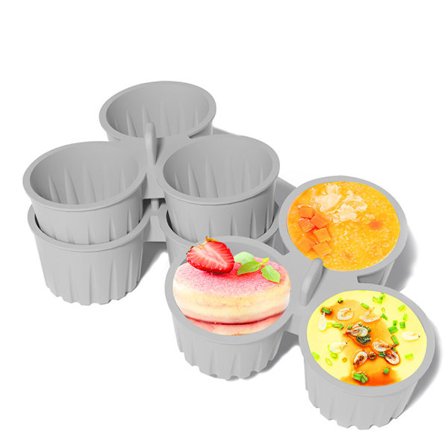 2-pack Silikonformar för Air Fryer, Non-stick Bakplåtar för Air Fryer, 3-håls Muffinsformar för Bakning och Matlagning (Grå)