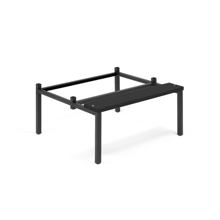 Beingestell mit Sitzbank für 3 Module, B 900 mm, Laminat schwarz/schwarz