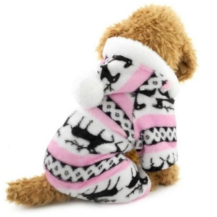 (Særtilbud) Hunde Vinter Varmt Tøj Sødt Kæledyr Firebenet Hættetrøje Hunde Rensdyrmønster Fleece
