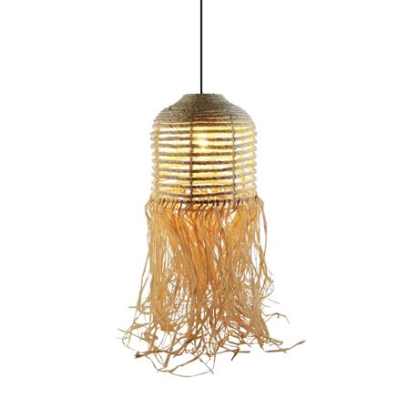 Rattan pendellampe, 30x75cm, naturligt boho design