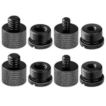 8 st Mikrofonstativ Gängadapter Set, 5/8 Hona till 3/8 Hane och 3/8 Hona till 5/8 Hane Skruvadapter T