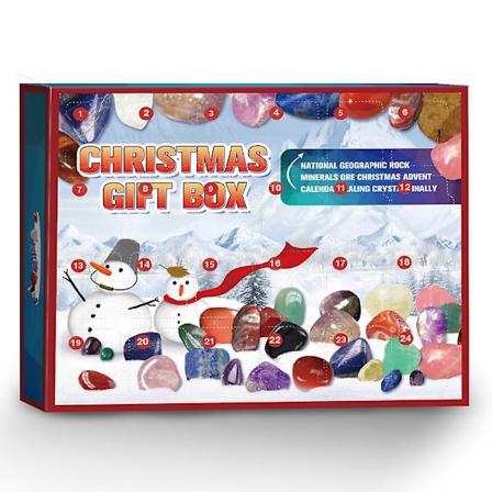 24 Dagar Julkalender med Läkande Kristaller, Blind Box, Julgåva