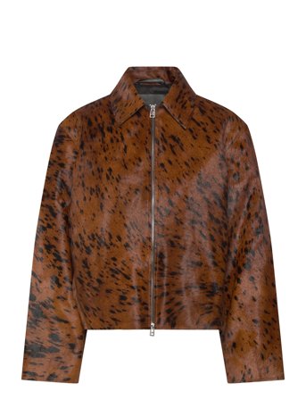 Mango 100% Leather Fur Jacket - Brown - L