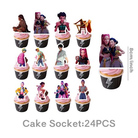 Demon Hunter Fødselsdagsfestartikler Sæt: porcelæn, banner, kagepynt og balloner til børn-FQ-