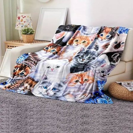 Flanell kattungefilt förtjockad extra tjock sängtryckt filt 70x100cm