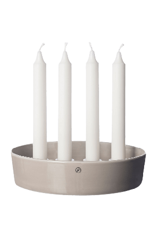 ERNST Adventsljusskål Glaserad Dekoration Beige Ø18 h5