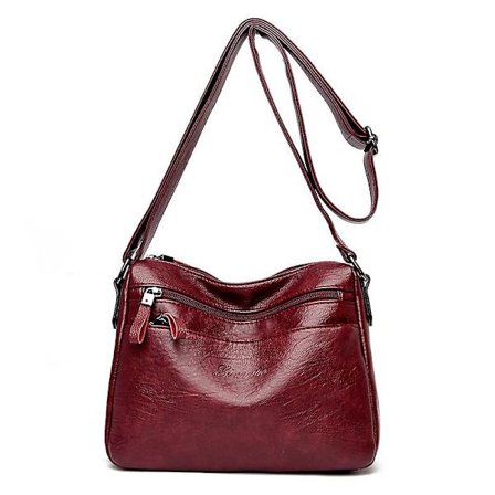 2023 Crossbody Bags For Women Soft Pu Leather Satchel Purses And Handbags Multi Pocket Shoulder Bag Mothers Day Gift Claret)