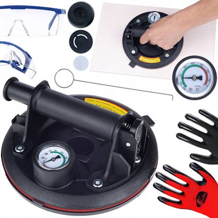 Vakuumløfter med Manometer 200 Kg – Sæt med Beskyttelsesbriller og Handsker | 200 Mm | til Fliser og Glas