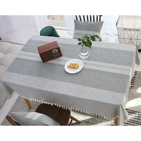 Rektangulär bordsduk i bomull och linne, skrynkelfri, tvättbar