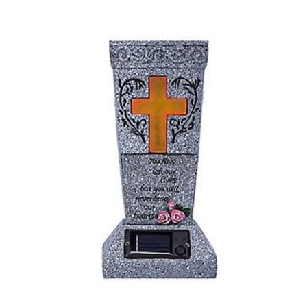 LED Solcelle Kirkegård Vase til Kunstige/Friske Blomster Gravblomst Kors-Vase Mindegave (Udstyret)