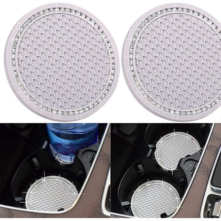 Universaali Auton Kupinpidike Sisäosa Alusta Auto Sisustus Tarvikkeet - 2,75 Tuuman Silikoninen Liukumaton Kristalli Strassinen Auton Alusta - 