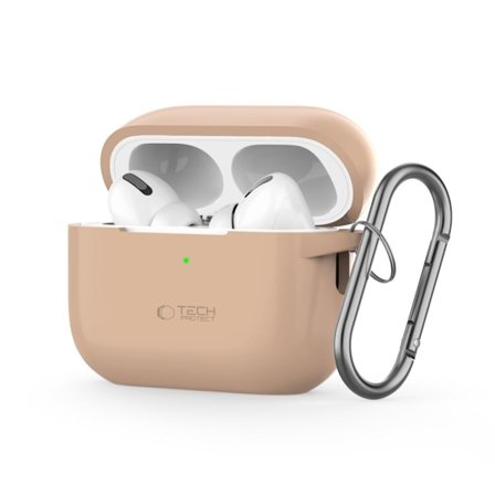 Tech-Protect AirPods Pro 1/2 Skal Silikon Hook Caffe Latte