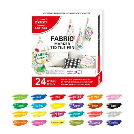 12/24 Färger Tygmarkörer Pennor Set Permanent Tygfärg - Fin Spets Textilmarkör Penna för Barn, T-Shirt Skomarkörer