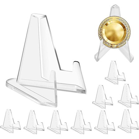 10 stk Akryl Mini Mønt Display Holder Staffeli Holder, Plast Staffeli Plade, Klar