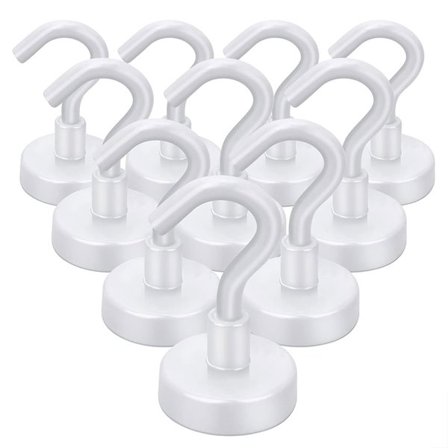 Magneettikoukku neodyymimagneetilla - Ø25 mm, valkoinen, kantavuus 23 kg, 10 kpl/pakkaus