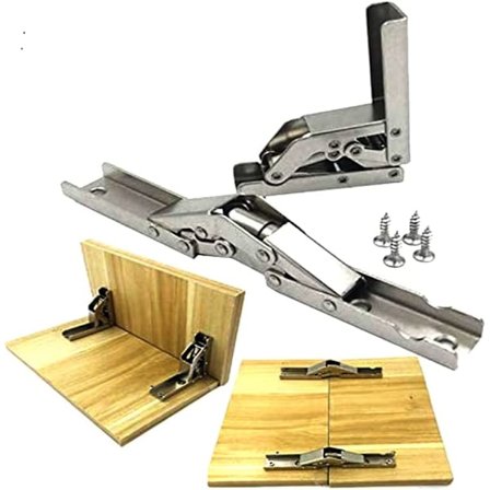 2 stk rustfritt stål 90 graders sammenleggbar hylle hengsel skjult brakett