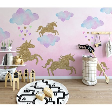 Bliv Forbløffet Dansende Enhjørning Tapet Regnbue Coloroll M1423