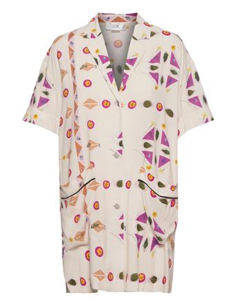 Short Sleeve Patch Pocket Paper Viscose Shirt Patterned Victoria Beckham