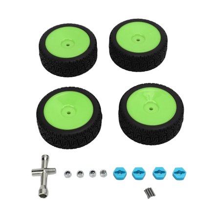 4st 1/10 RC Gummidäck Set Hög Slitstyrka Hållbara Hjul för 1/10 Platt Sportbil Grön