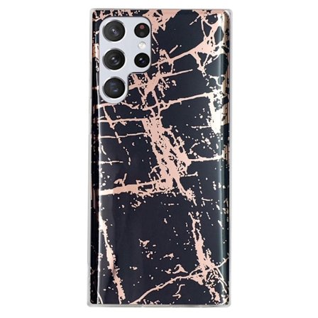 Deco Samsung Galaxy S23 Ultra Suojakotelo - Electroplated Musta Marble