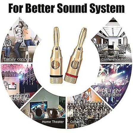 Guldpläterade högtalarbananstickkontakter med öppen skruvförbindelse