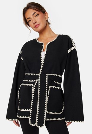 VERO MODA Vmzayla LS jacket Black Detail:Birch S Klær