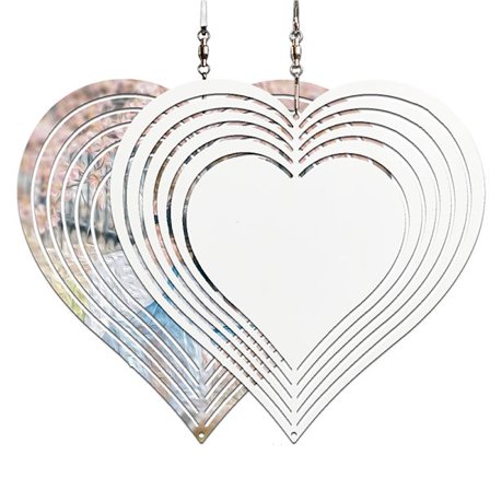 3D Kinettinen Tuulikello Sydän, 25cm x 25cm, Ruostumaton teräs