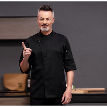 Unisex Langærmet Restaurant Hotel Køkken Kok Arbejdstøj Uniform(L Sort)