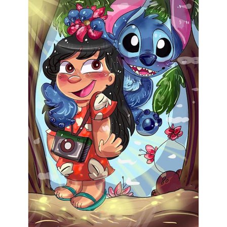 Full diamantmålningssats för vuxna och nybörjare, 5D DIY rund sömnadsdiamantkonstsats (Stitzer och flickor, 12 'x 16 tum)