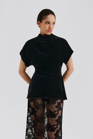 Malina - Otilia velvet top - 40 - Black