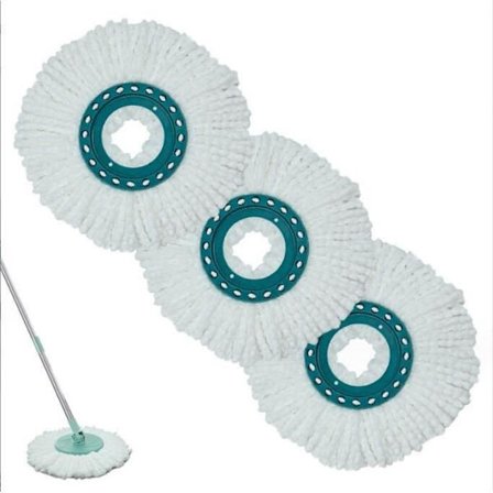 (Hvid) 3-delt udskiftningsmoppehoved til Leifheit Clean Twist Disc Mop, stærkt absorberende mikrofiber, egnet til alle gulvtyper