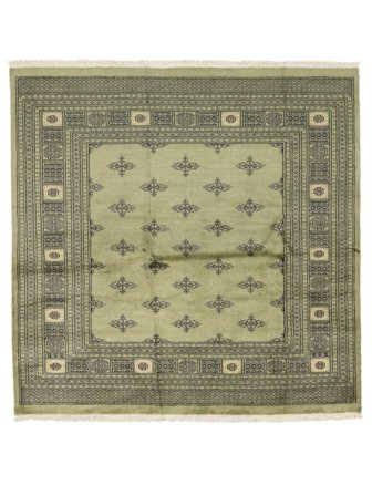 Pakistan Bokhara 2Ply Vloerkleed 199X200 Vierkant Donkergroen/Donker Geel Wol, Pakistan