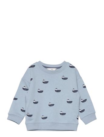 Cotton-Blend Printed Sweatshirt Mango Blue