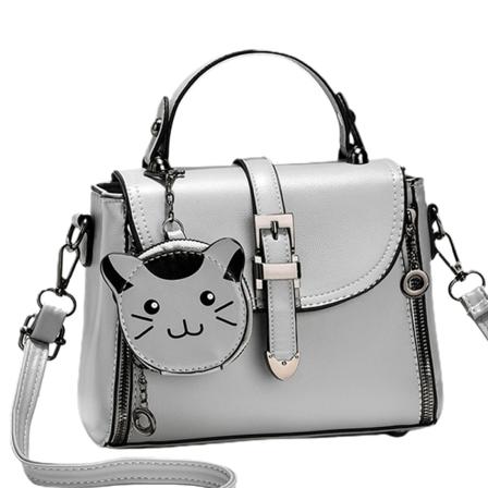 Efterår og vinter ny PU håndtaske skuldertaske lille taske sød smilende katte taske