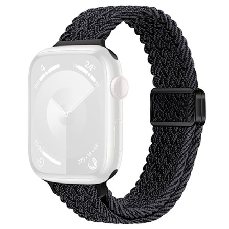 KALEBOL Flätat klockarmband Apple Watch Series 10 46mm Magnetiska nylonarmband - Grafit Svart