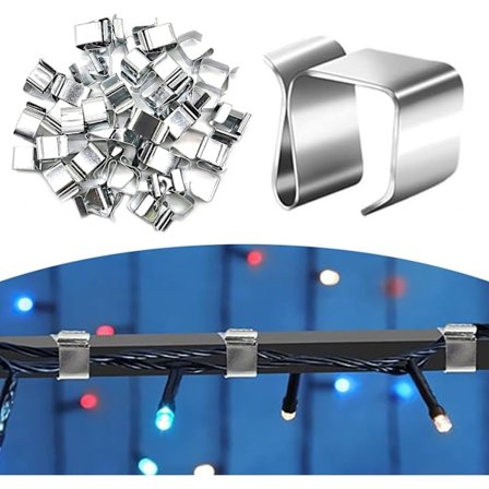 50 stk. tagrenderkrog til lyskæder, rustfrit stål julelyskrog