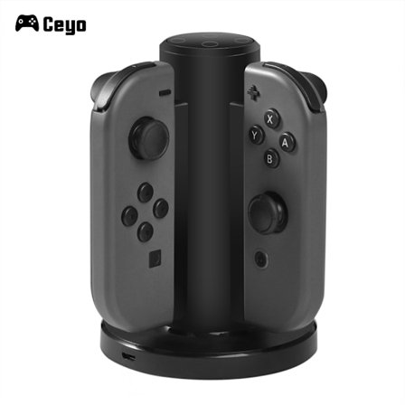 【4 Samtidig lading】Switch JoyCon lader Ladestasjon Kontroller lader Ladestasjon